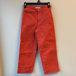 Madewell Orange Red Denim slim Emmett wide leg